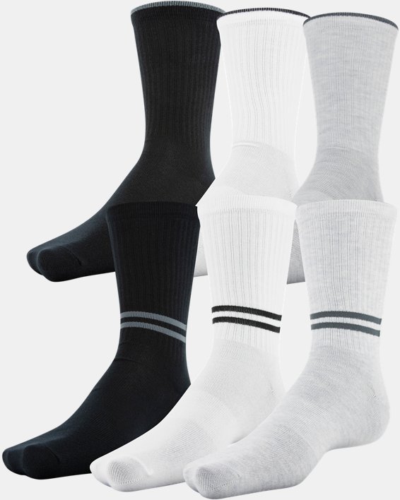 Men's UA Essential Crew Socks 6-Pack, Gray, pdpMainDesktop image number 0